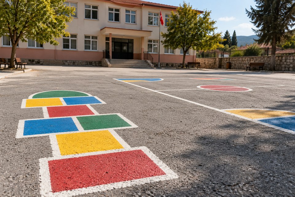 Okul bahçesi boyama uygulama örneği